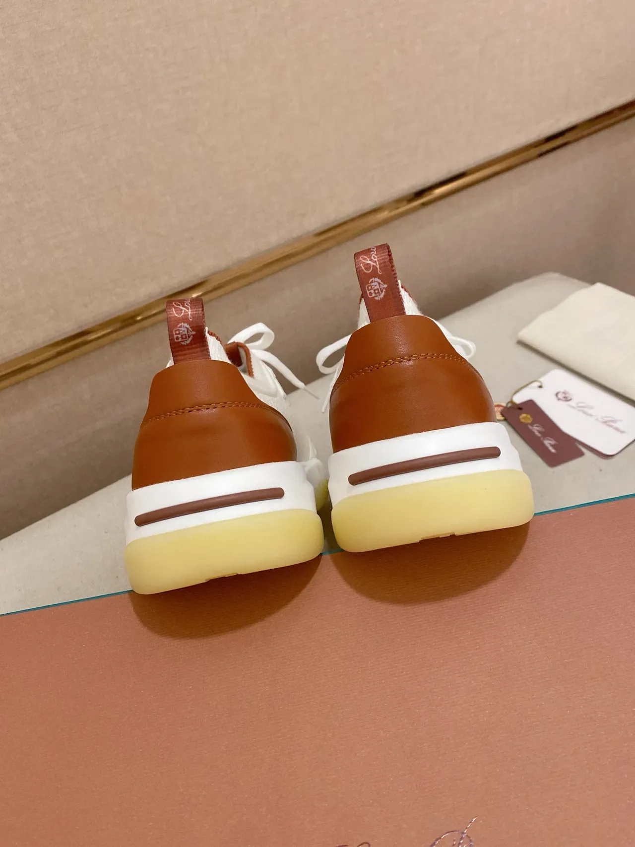 White and Tan Contrast Heel Lifestyle Sneaker 8