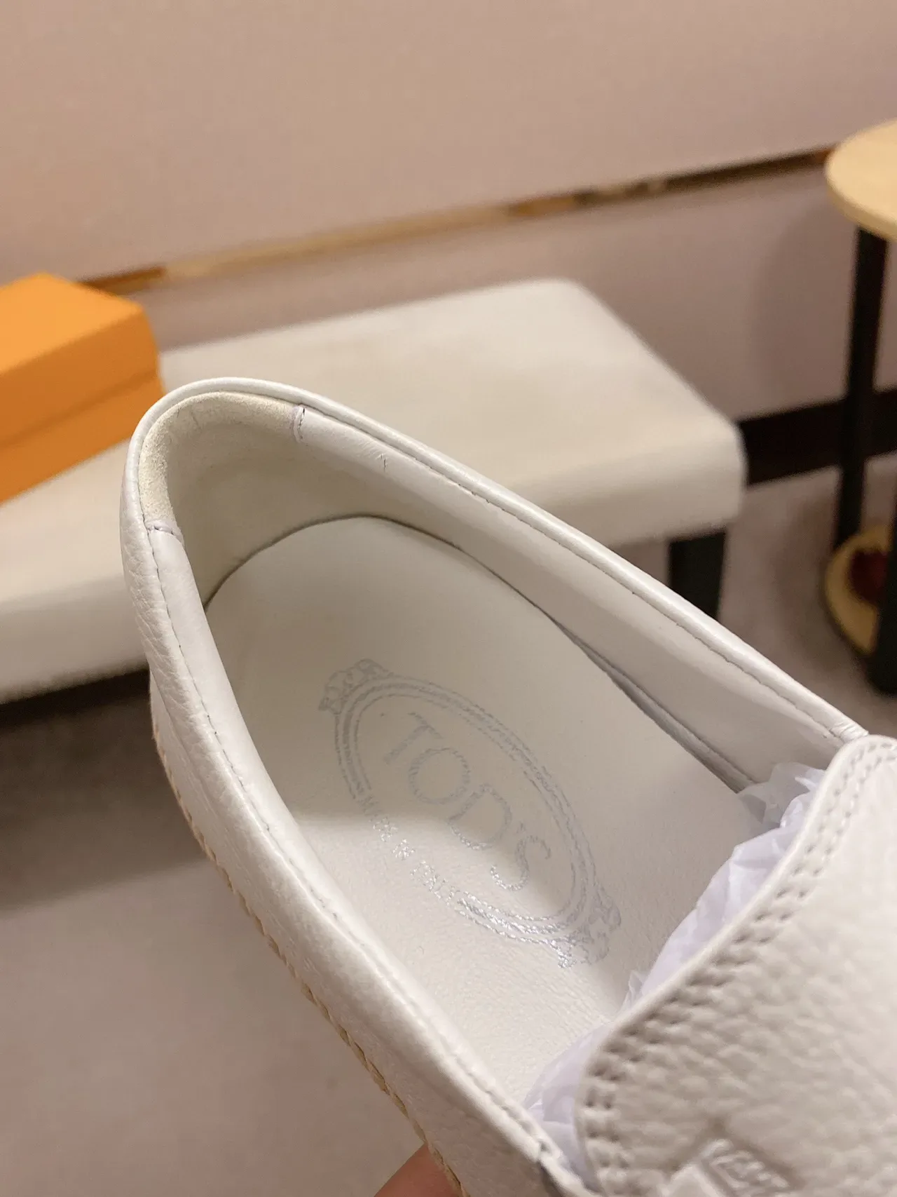 Chaussures Bateau Blanc Beige Cuir Grainé Jute Tressé Bande Milieu Semelle 6