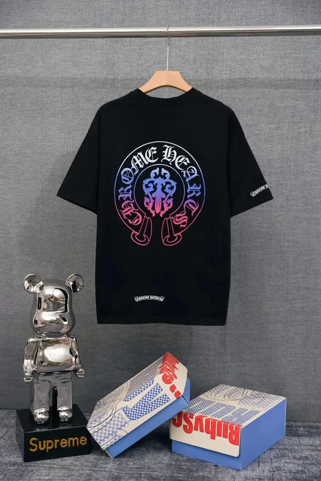 White Blue Oversized Fit Gradient Crest Graphic T-Shirt 2