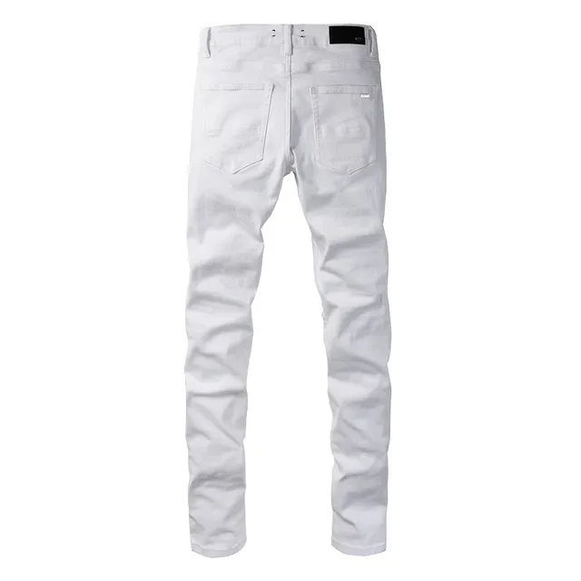 White Distressed Slim-Fit Jeans 3