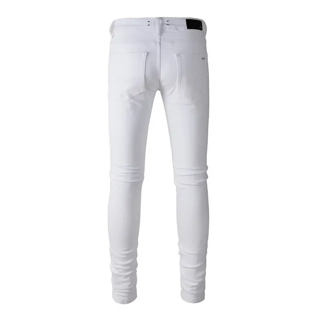 White Distressed Slim-Fit Jeans 5