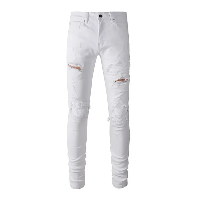 White Distressed Slim-Fit Jeans 7