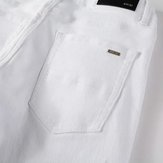 White Distressed Slim-Fit Jeans 11