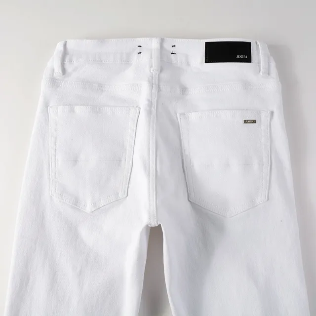 White Distressed Slim-Fit Jeans 12