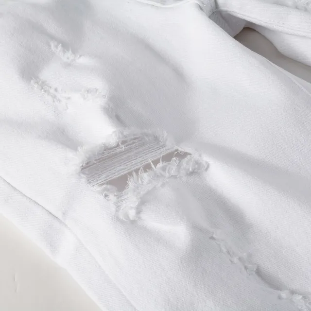 White Distressed Slim-Fit Jeans 13