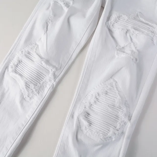 White Distressed Slim-Fit Jeans 15