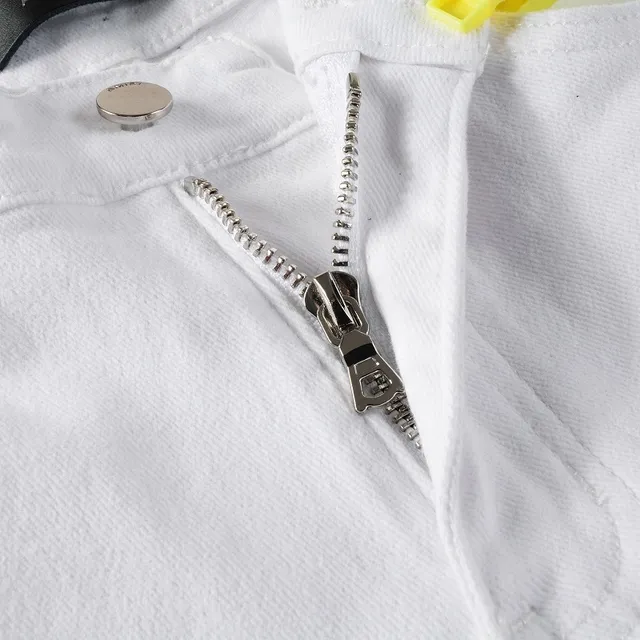 White Distressed Slim-Fit Jeans 16