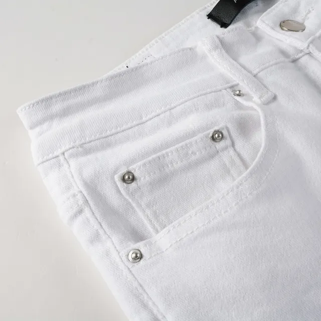 White Distressed Slim-Fit Jeans 17