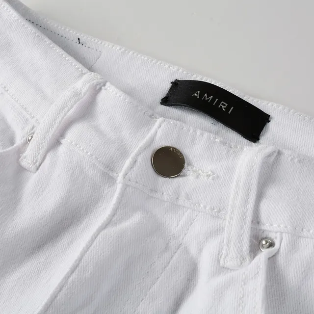 White Distressed Slim-Fit Jeans 18