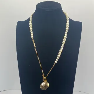 Colar de corrente de pérolas de ouro branco
