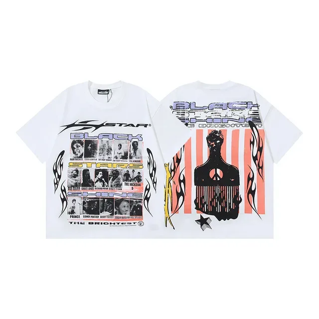 White Graphic Collage Print Oversized T-Shirt 4