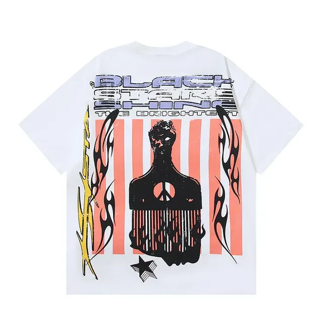 White Graphic Collage Print Oversized T-Shirt 6