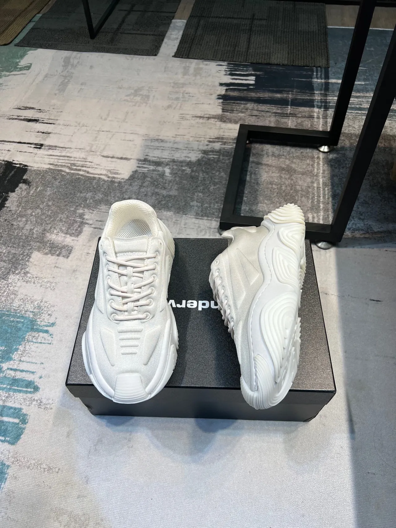 White Monochromatic Sculpted Wavy Midsole Chunky Sneakers 4