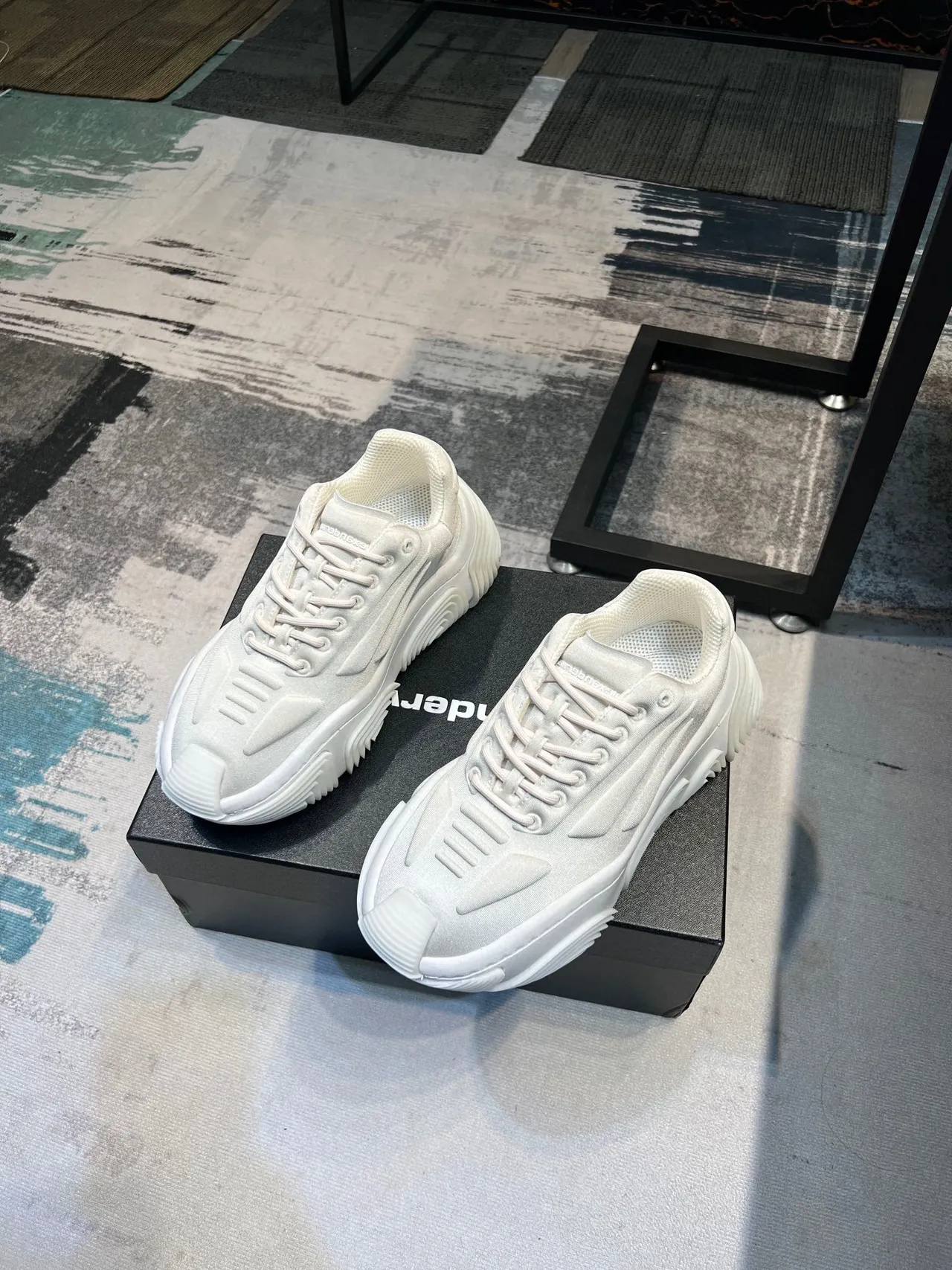White Monochromatic Sculpted Wavy Midsole Chunky Sneakers 5