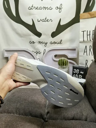 White Monochrome Knit Upper Sculpted Foam Midsole Running Shoes 4