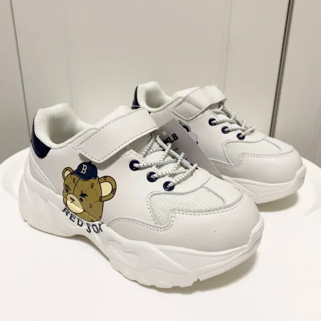 White Navy Platform Sole Cartoon Bear Graphic Chunky Sneakers 11