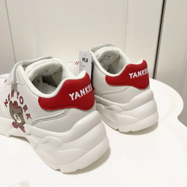 White Navy Platform Sole Cartoon Bear Graphic Chunky Sneakers 21