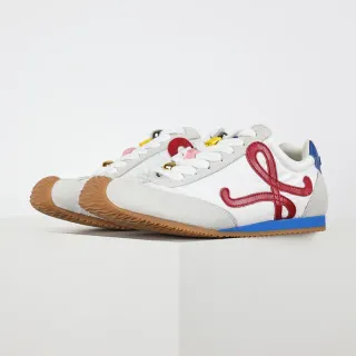 Branco Vermelho Azul Multicolor Costurado Logo Retro Runner Sneakers