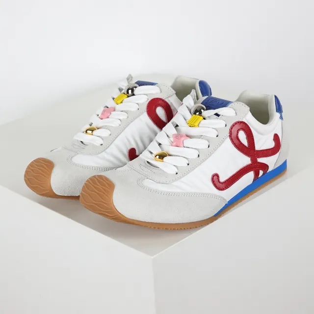 White Red Blue Multicolor Stitched Logo Retro Runner Sneakers 2