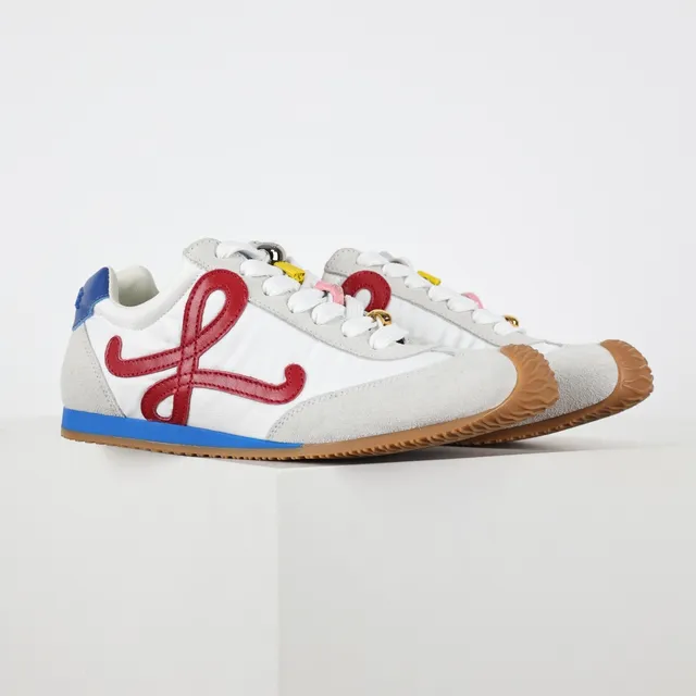 White Red Blue Multicolor Stitched Logo Retro Runner Sneakers 3