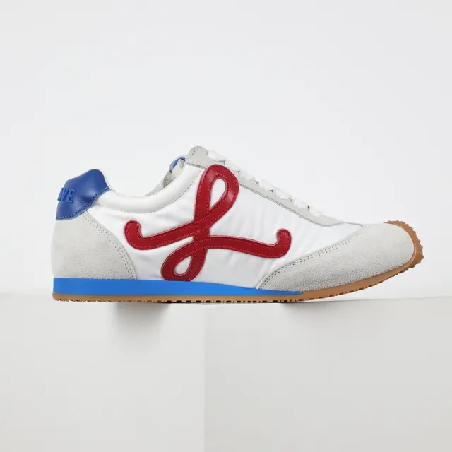 White Red Blue Multicolor Stitched Logo Retro Runner Sneakers 7