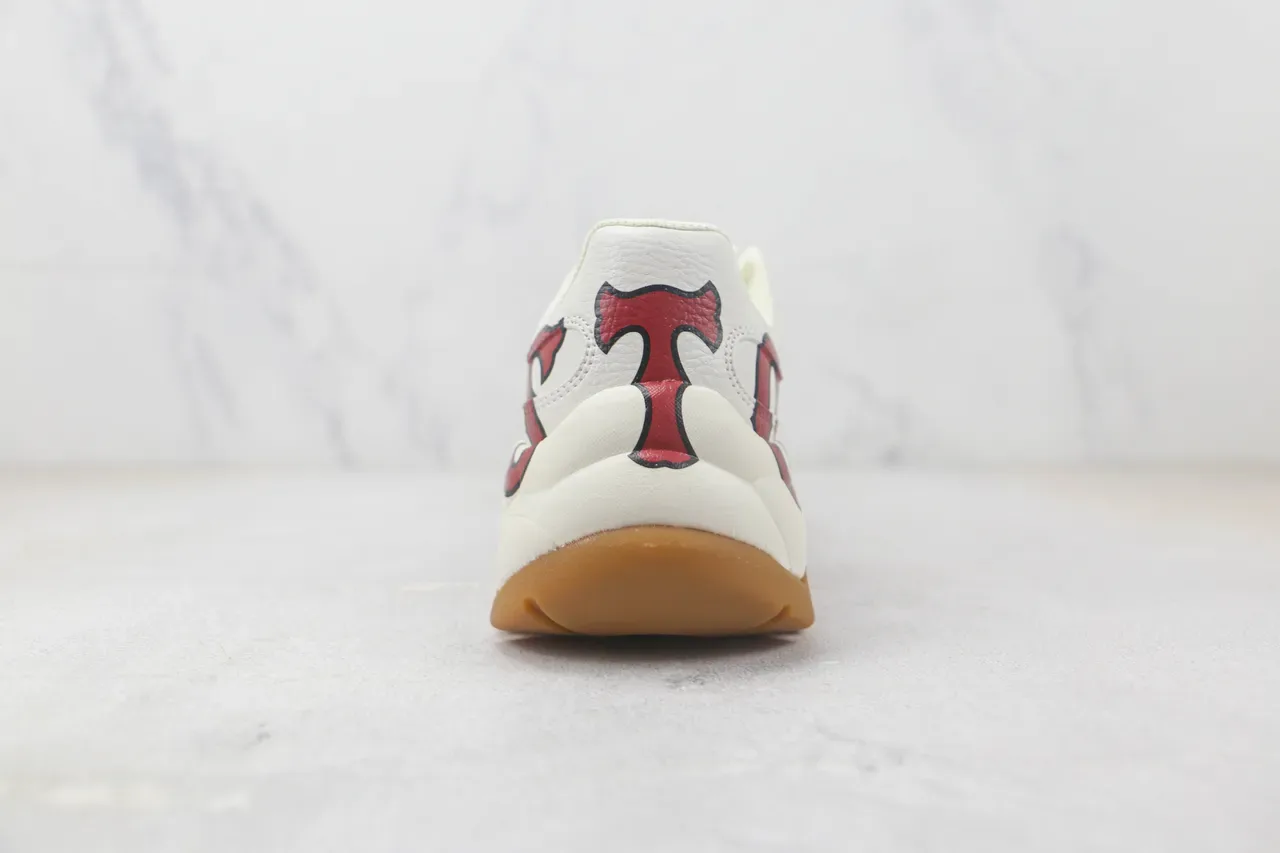 White Red Oversized Lettering Sculpted Midsole Sneakers 9