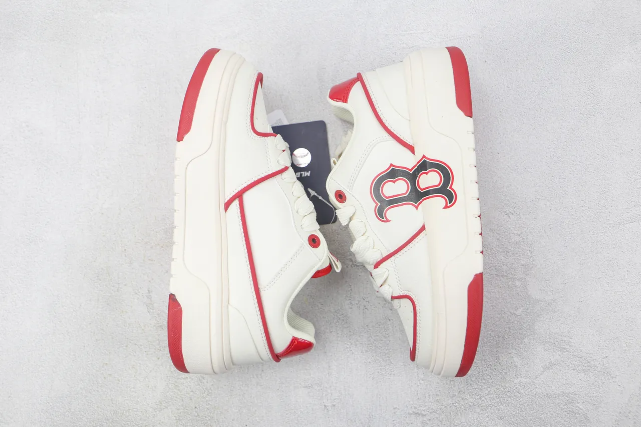 White Red Platform Sole Embroidered Team-Style Logo Sneakers 2