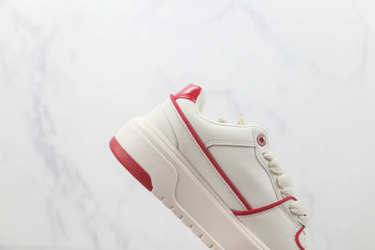 White Red Platform Sole Embroidered Team-Style Logo Sneakers 5