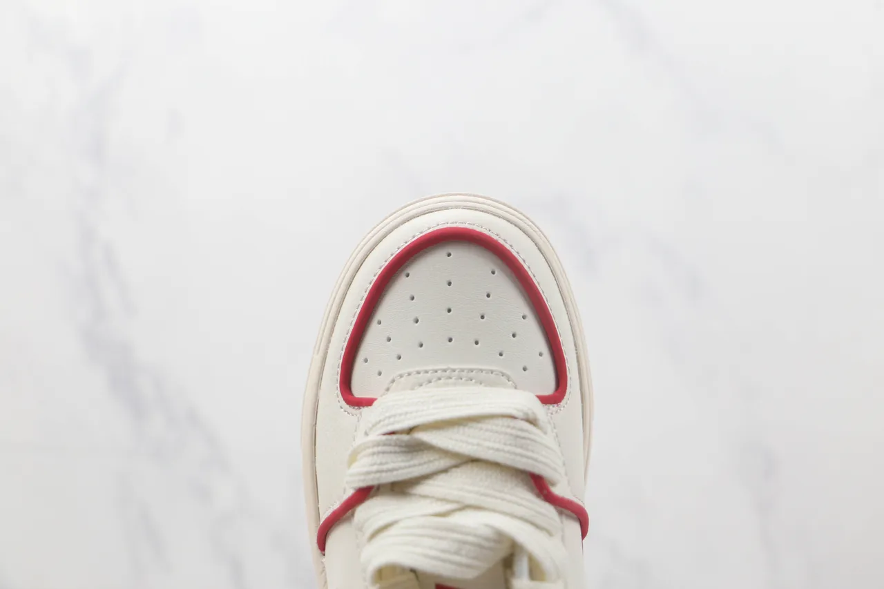 White Red Platform Sole Embroidered Team-Style Logo Sneakers 6
