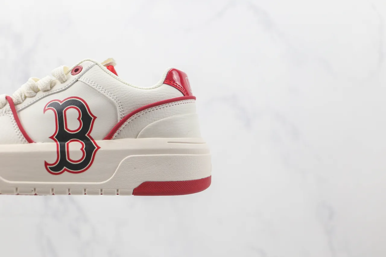 White Red Platform Sole Embroidered Team-Style Logo Sneakers 7