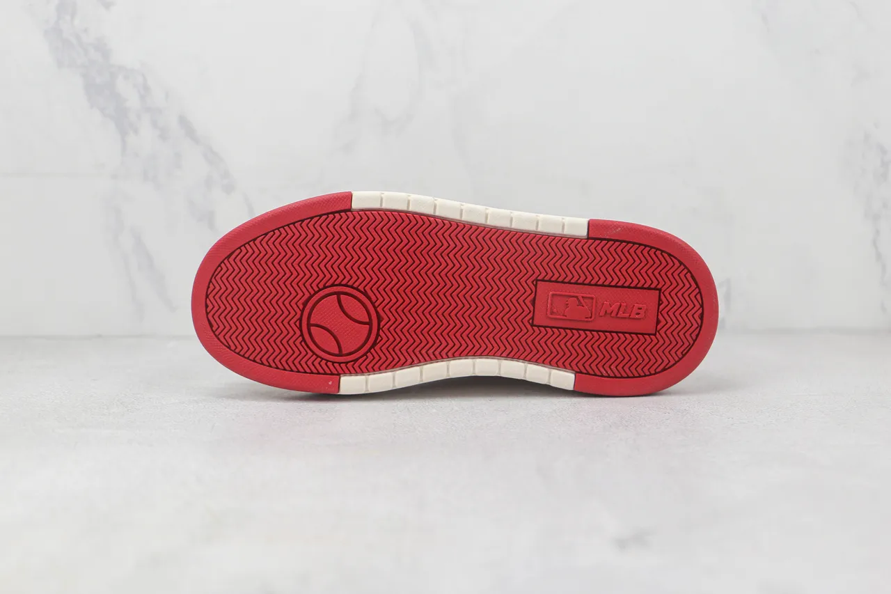 White Red Platform Sole Embroidered Team-Style Logo Sneakers 8