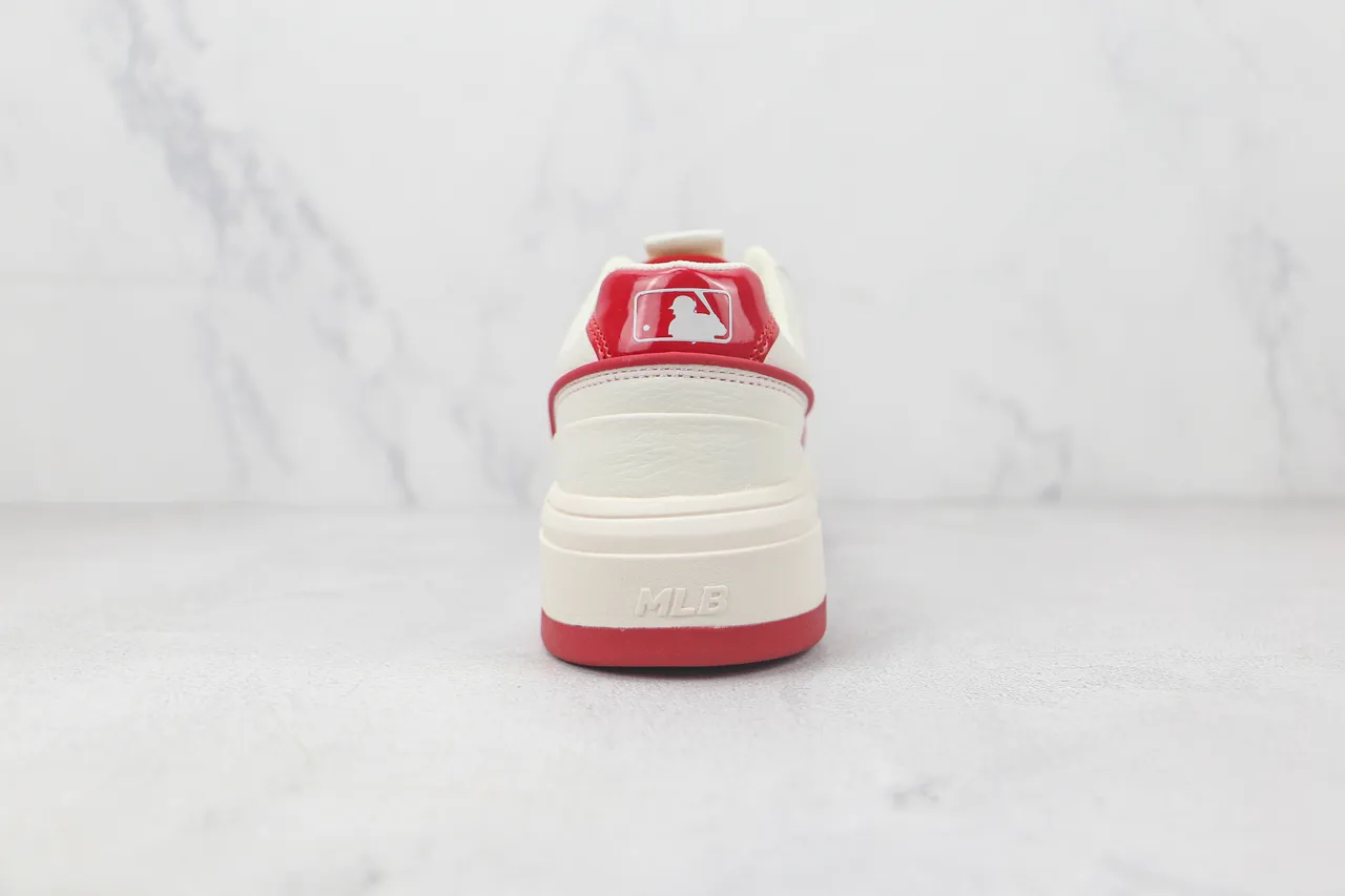 White Red Platform Sole Embroidered Team-Style Logo Sneakers 9