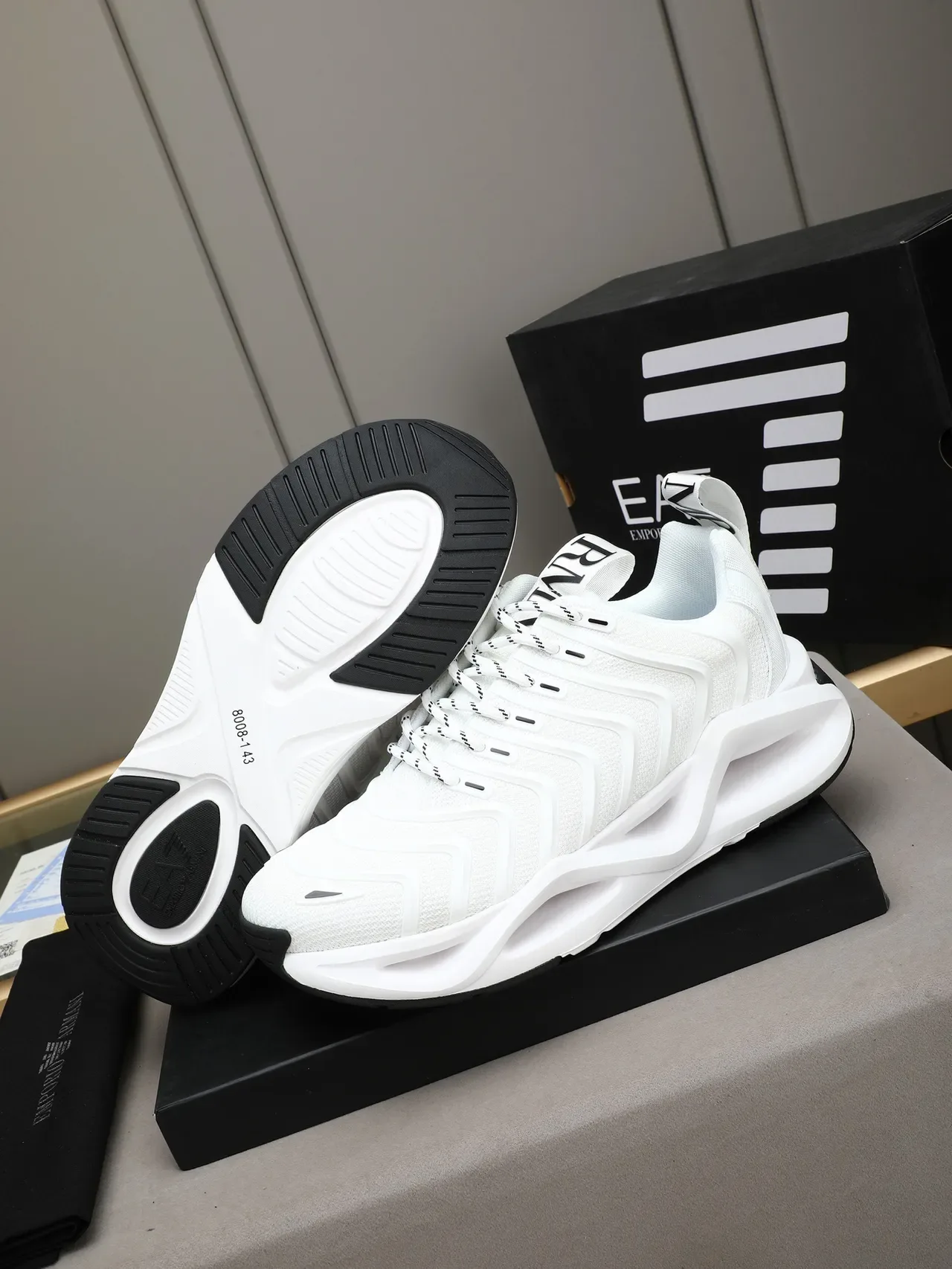 White Sculpted Midsole Mesh Sneaker 4