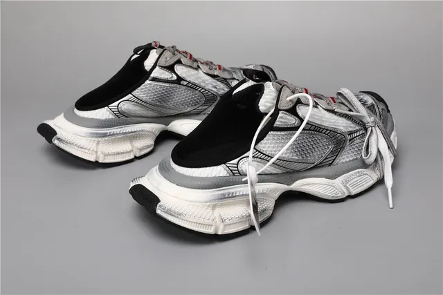 White Silver Silhouette Metallic Overlays Chunky Sneakers 3