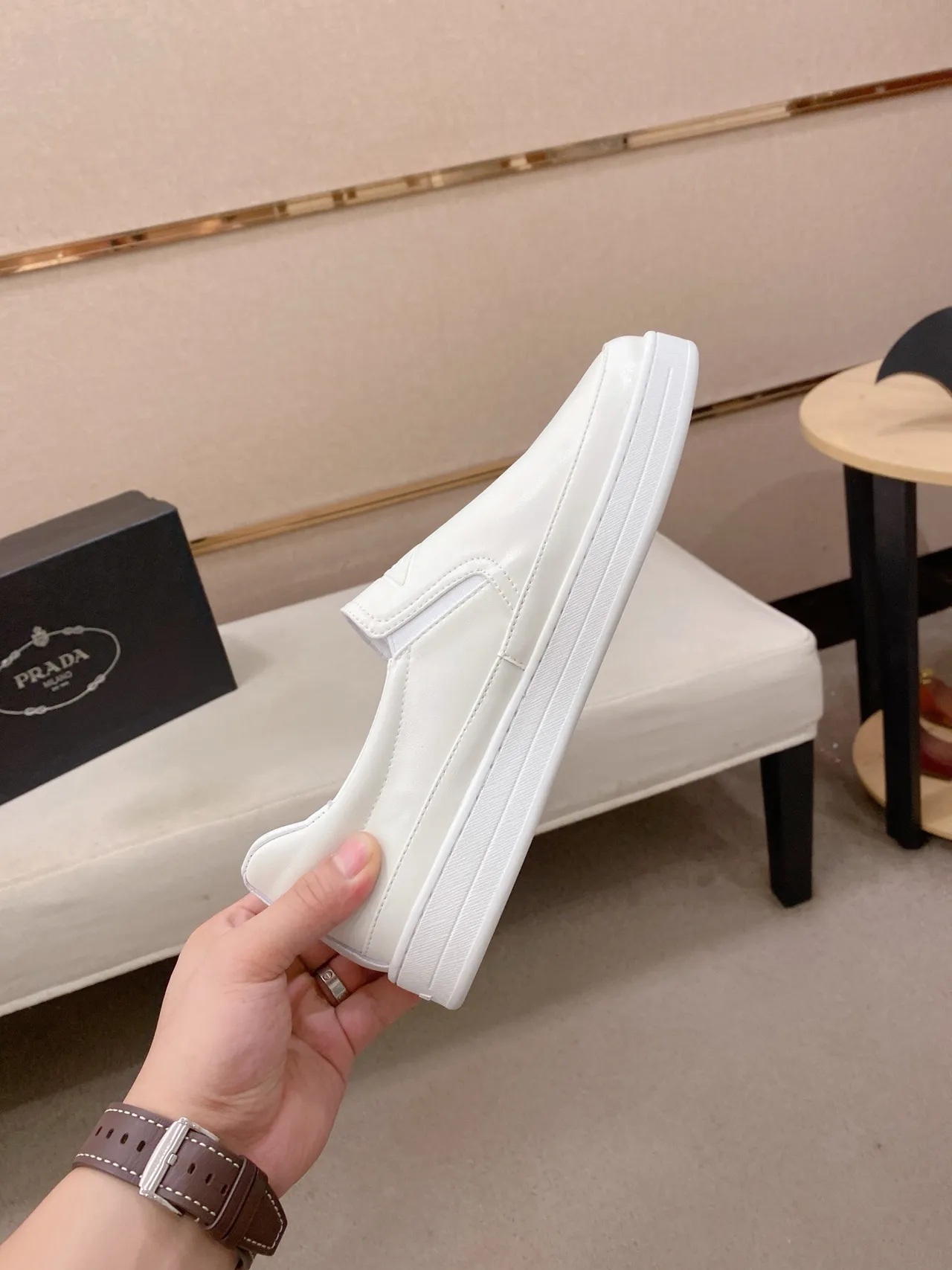 White Slip-On Clean Loafer 6