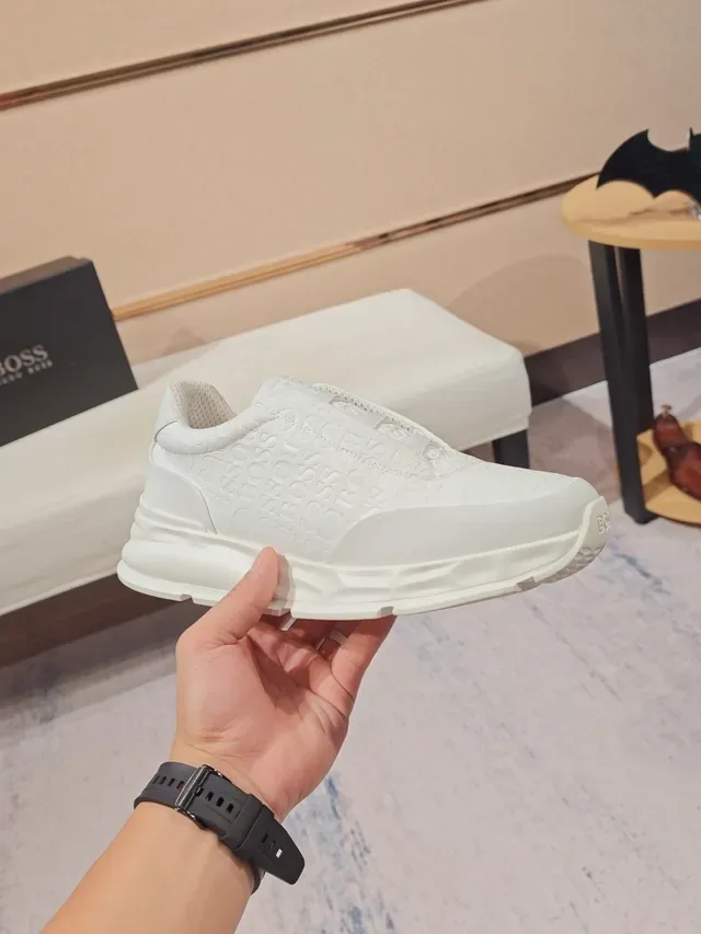 White Slip-On Embossed Monogram Chunky Sole Lifestyle Sneaker 4
