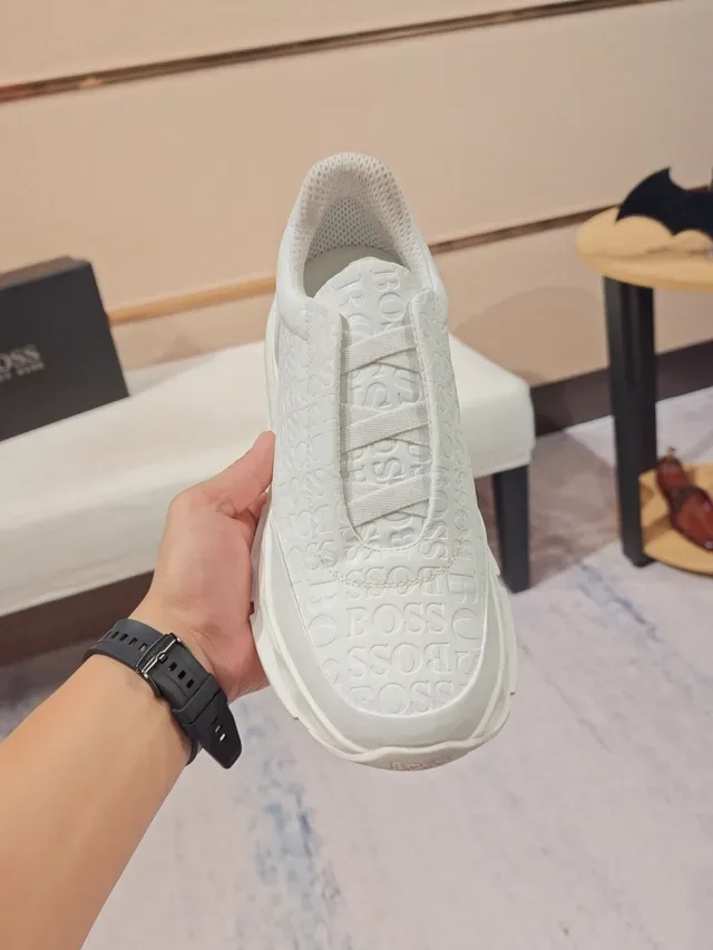 White Slip-On Embossed Monogram Chunky Sole Lifestyle Sneaker 5