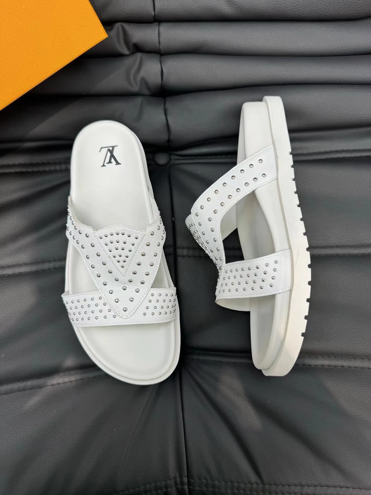 White Studded Crisscross Strap Platform Casual Sandals 3