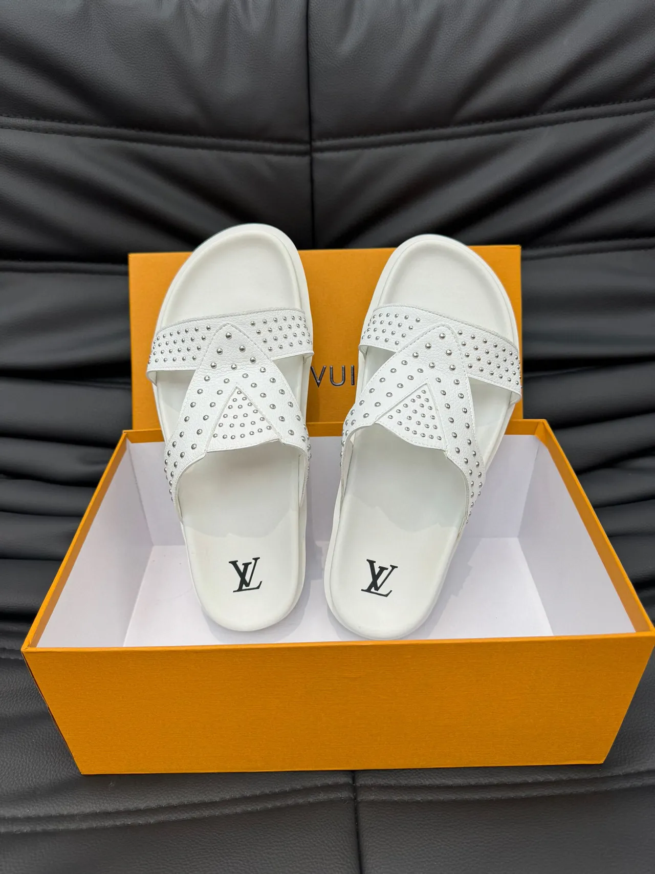 White Studded Crisscross Strap Platform Casual Sandals 5