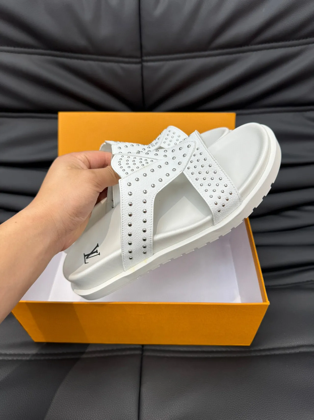 White Studded Crisscross Strap Platform Casual Sandals 6