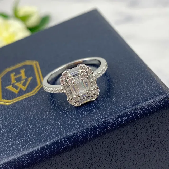 Winston Marquise-Cut Solitaire and Emerald-Cut Halo Cluster Rings 2