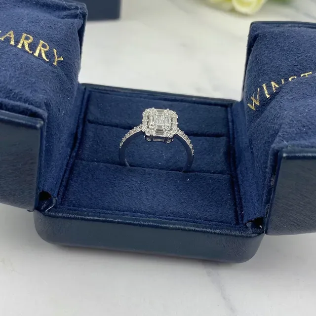 Winston Marquise-Cut Solitaire and Emerald-Cut Halo Cluster Rings 4