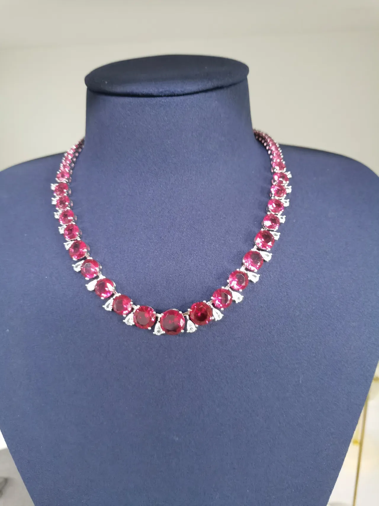 Yellow and Clear Gemstone Tennis Necklace 3