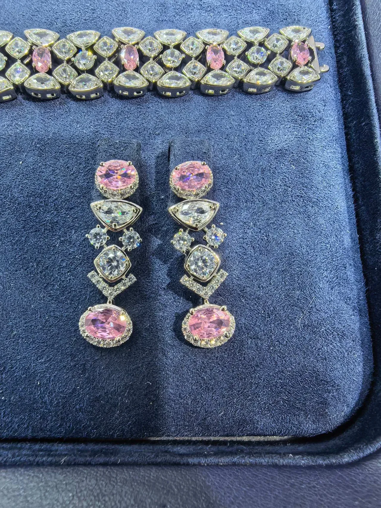Yellow and Clear Multi-Stone Cascade Drop Earrings 8