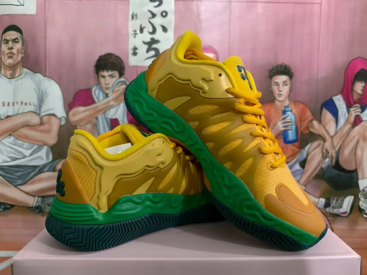 Yellow and Green Sculpted Midsole Athletic Sneakers 3