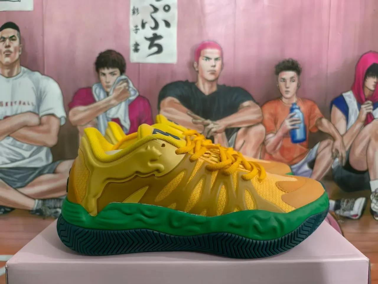 Yellow and Green Sculpted Midsole Athletic Sneakers 4