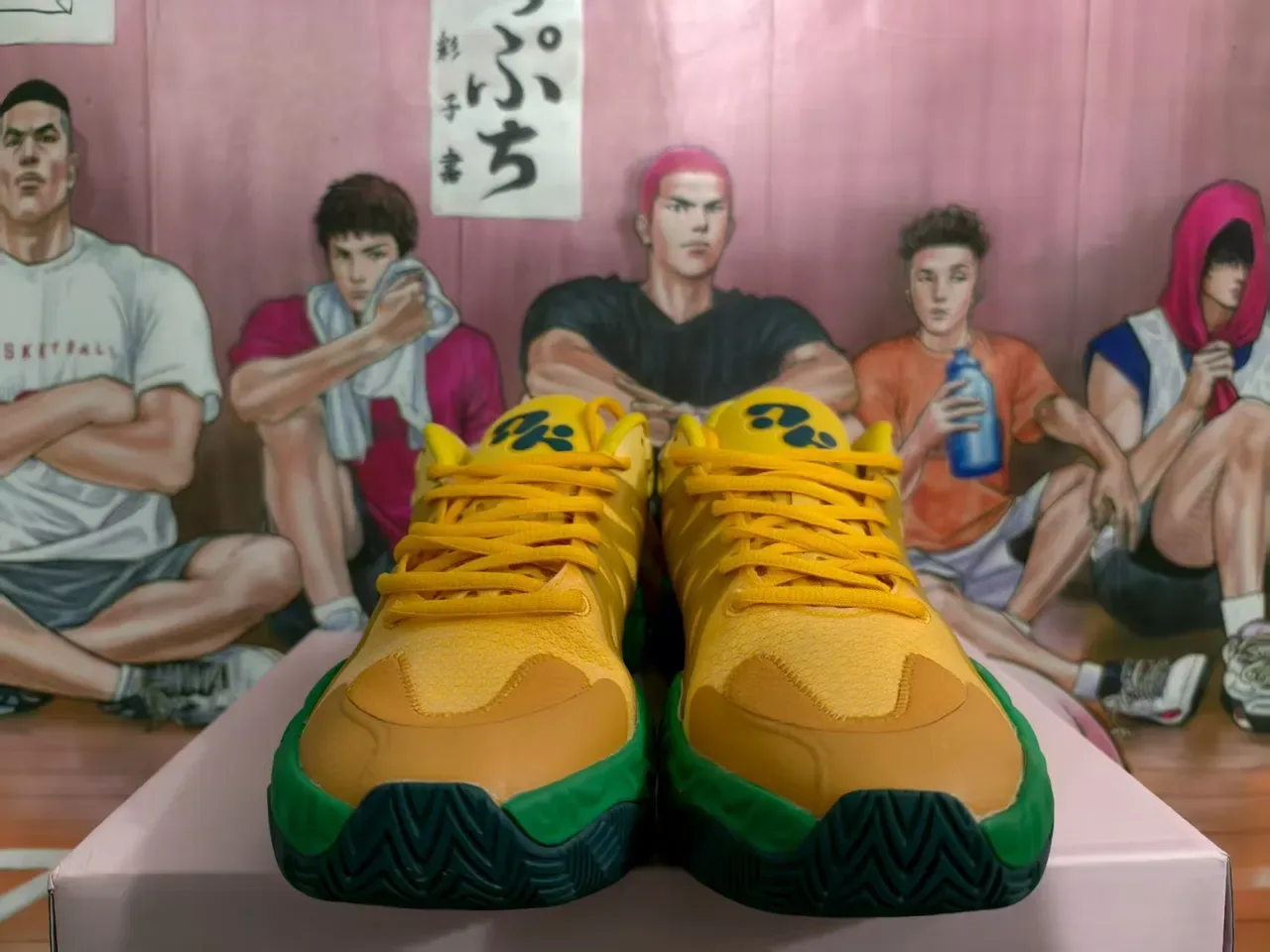 Yellow and Green Sculpted Midsole Athletic Sneakers 5