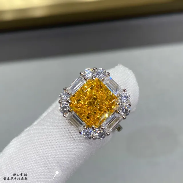 Yellow Cushion-Cut Gemstone Halo Ring 3