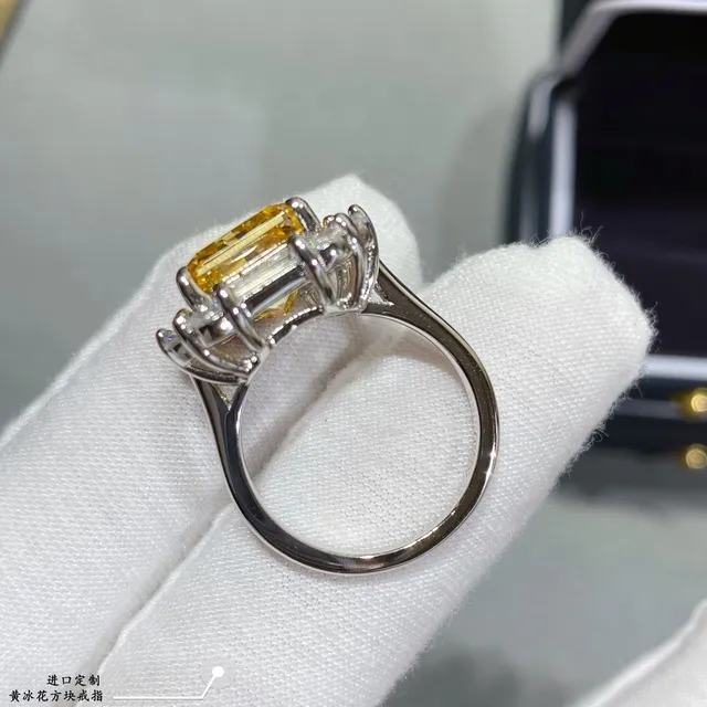 Yellow Cushion-Cut Gemstone Halo Ring 4