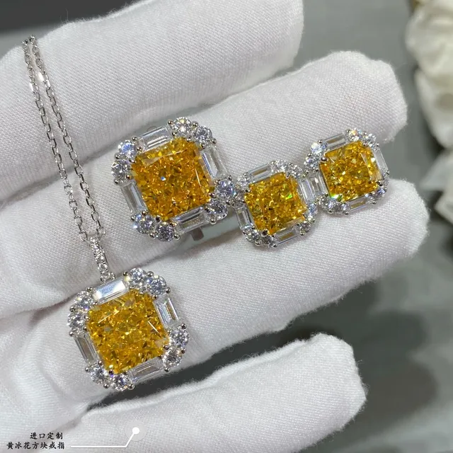 Yellow Cushion-Cut Gemstone Halo Ring 5
